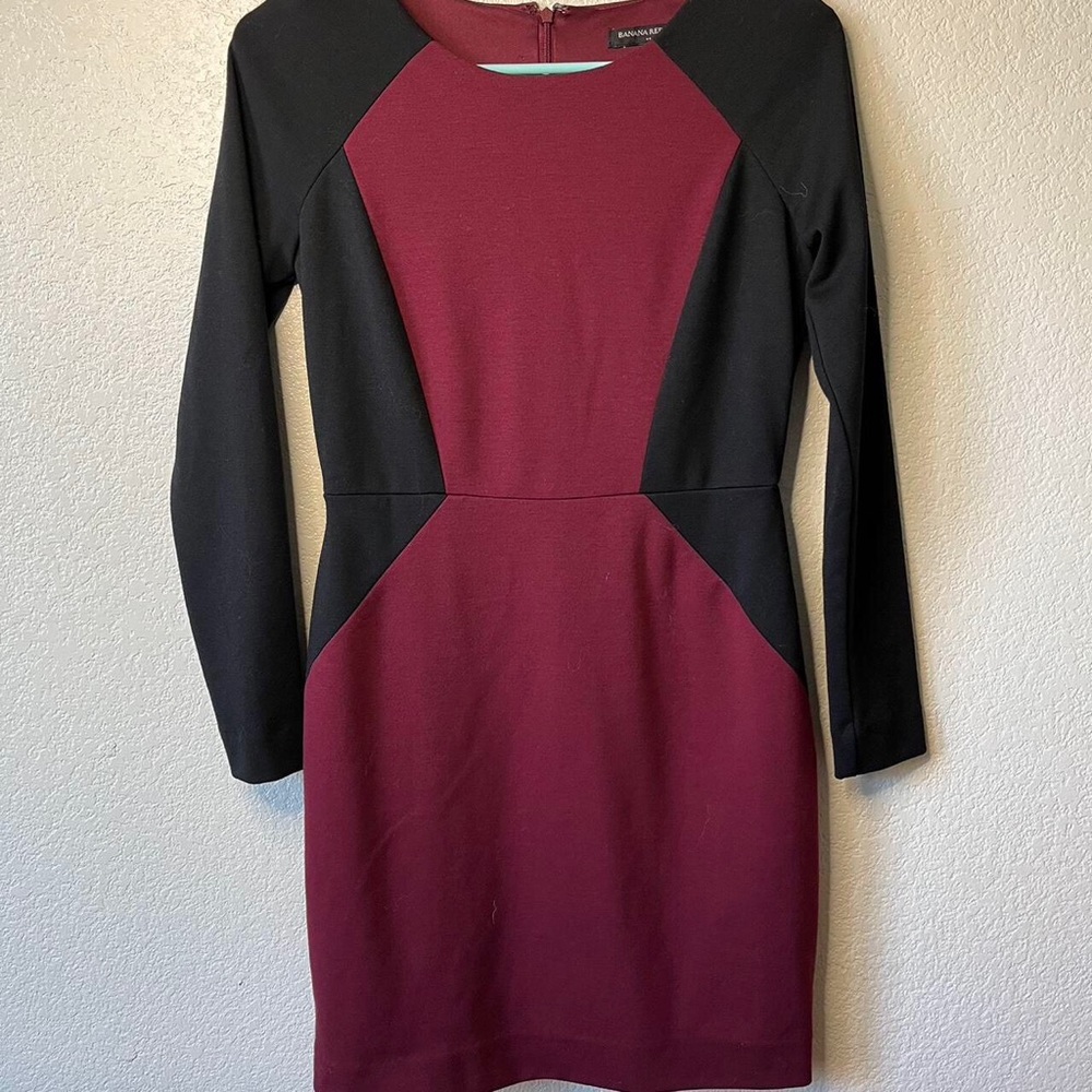 Black and red color block banana republic dress